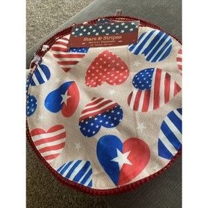 New Stars & Stripes Set Of 4 Placemats Red White Blue Hearts 4th Of July 15"